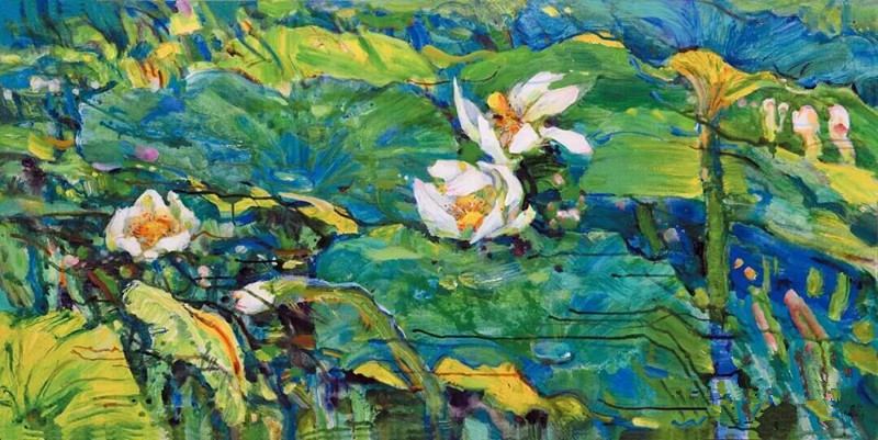 田克盛/荷花芭蕾/75×150cm/布面油畫