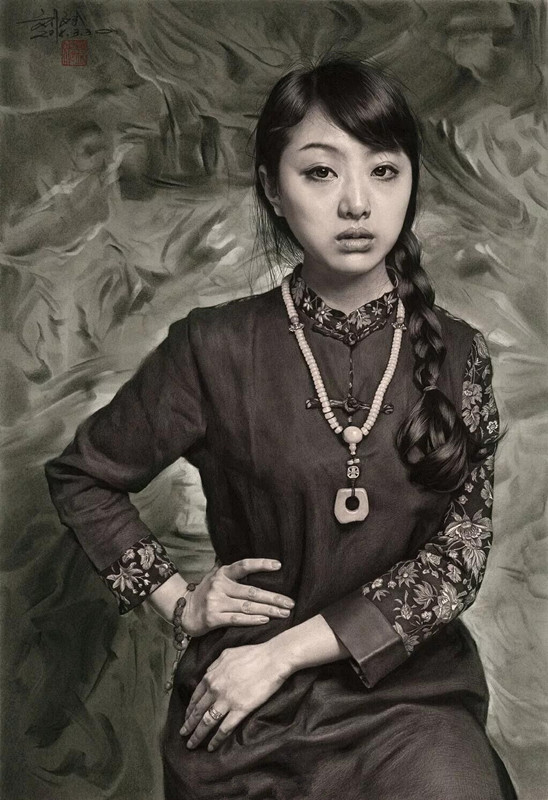 劉斌素描作品《芳華》