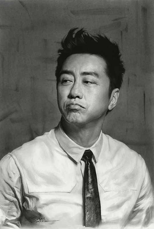 劉斌素描作品《老頑童——哈林》
