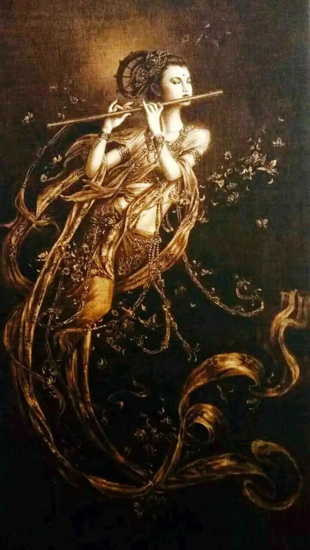 作者：孫傳?！讹w天神韻》全國大獎(jiǎng)烙畫人物（尺寸136*68cm）