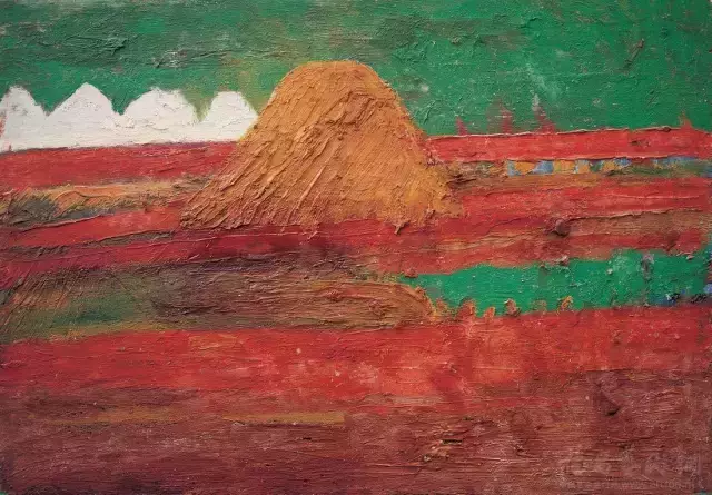 李青萍油畫作品《富士山》