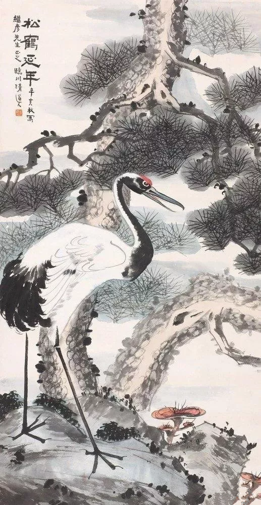 仙鶴的國畫寫意畫法