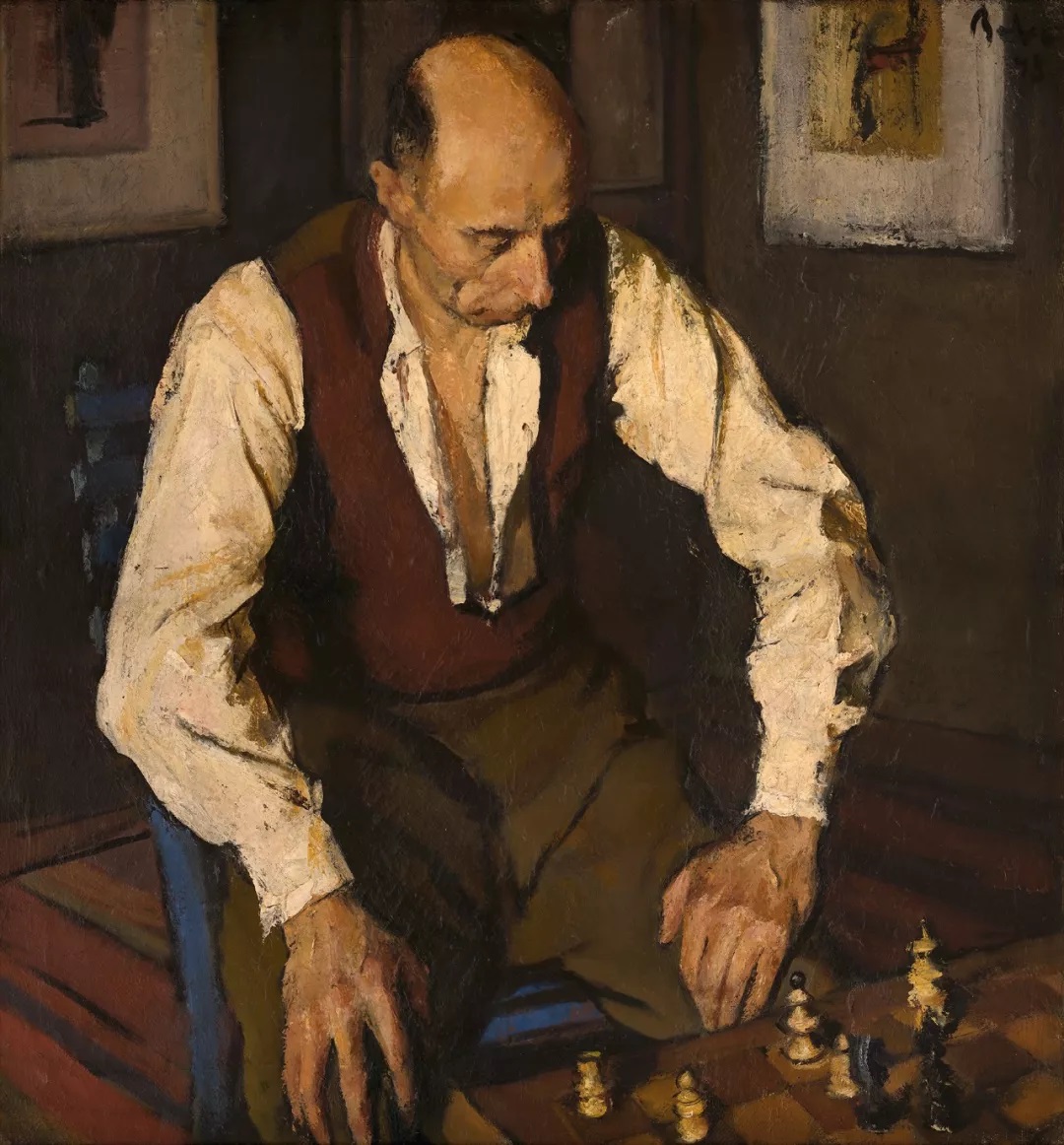 油畫大師巴巴作品《棋手》1948年布面油畫 100.8X93cm 羅馬尼亞國家藝術(shù)博物館藏