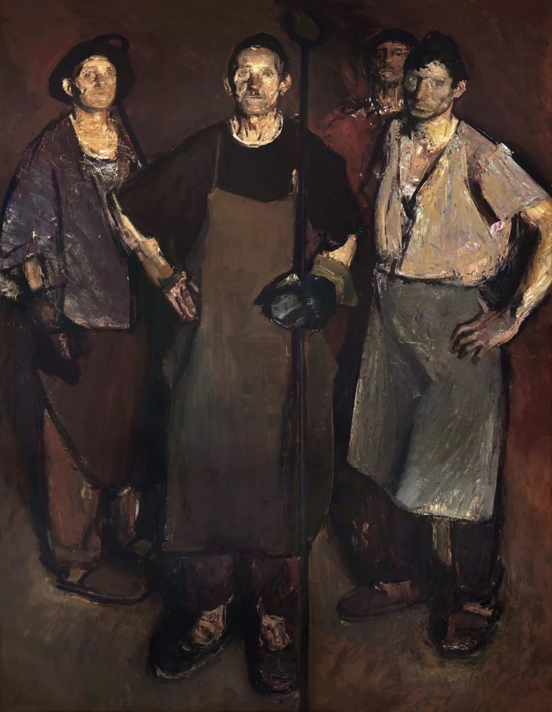 油畫大師巴巴作品《煉鋼工人》1960年布面油畫173X137cm1羅馬尼亞國家藝術(shù)博物館藏