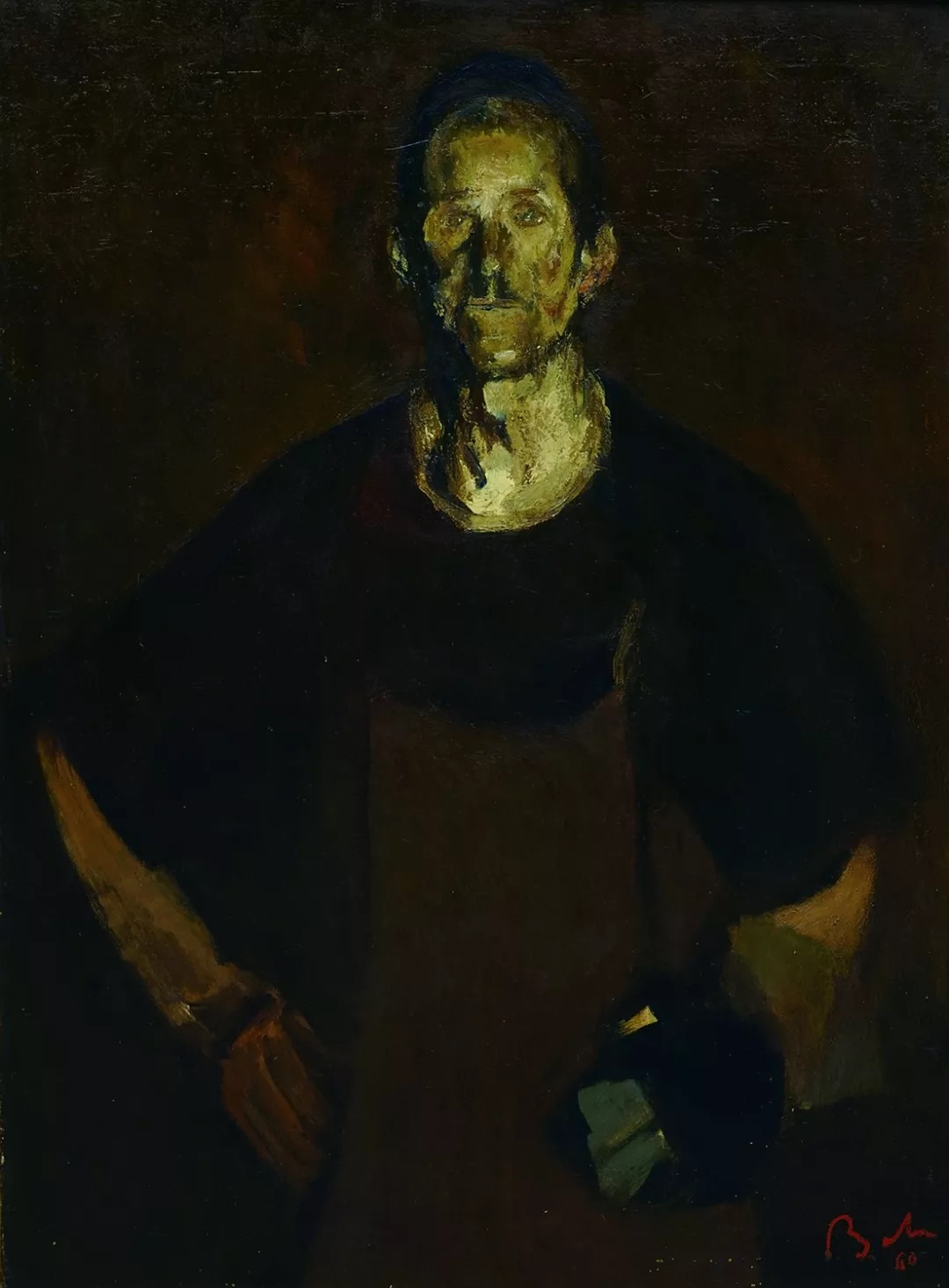 油畫大師巴巴作品《煉鋼工人》習(xí)作1960年布面油畫100X85cm私人收藏