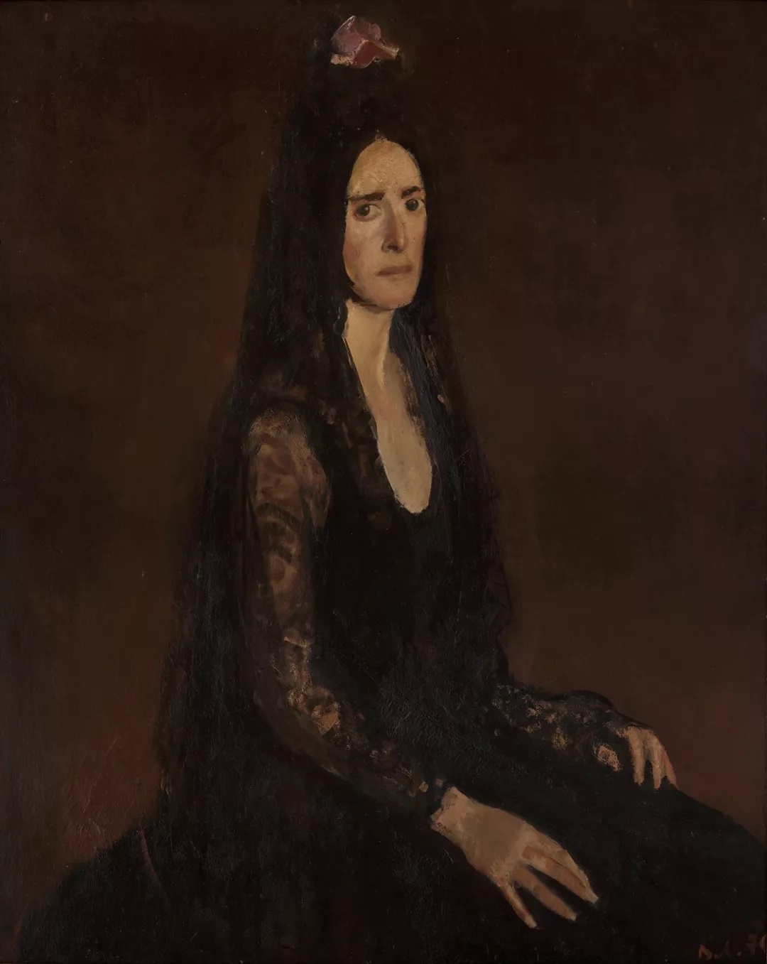 油畫大師巴巴作品《西班牙女郎》1976年布面油畫 100X80cm 蒂米什瓦拉藝術(shù)博物館藏