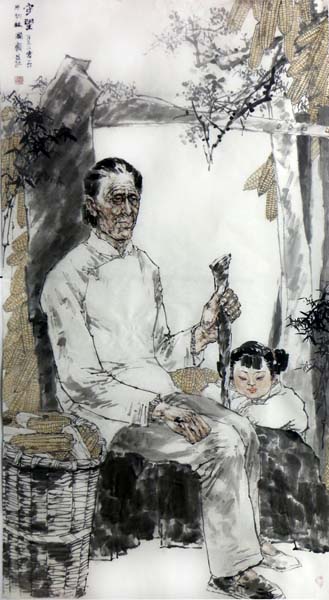 趙國毅人物畫作品展作品《守望》