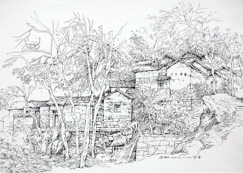 閻敏速寫山水畫作品欣賞