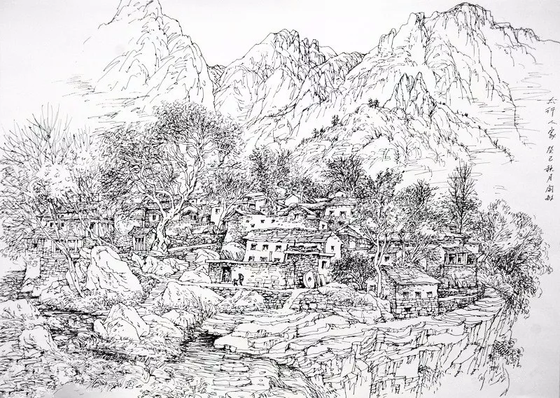 閻敏速寫山水畫作品欣賞