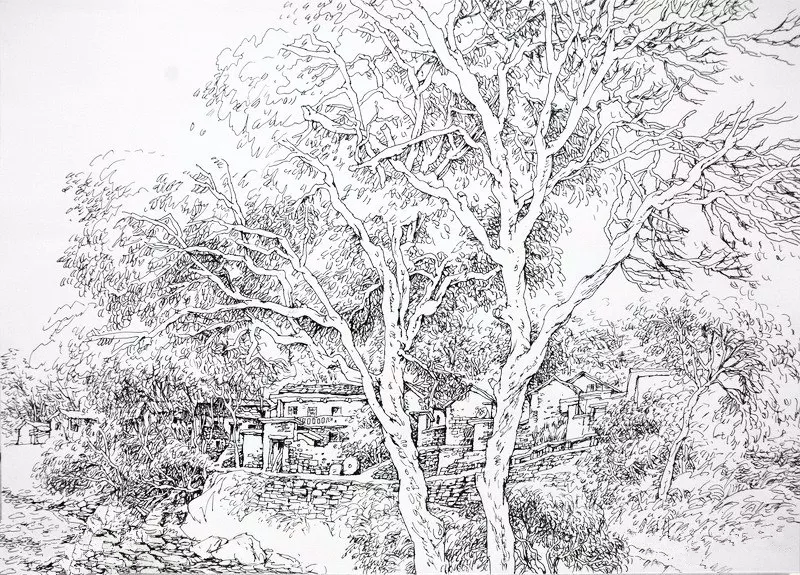 閻敏速寫山水畫作品欣賞