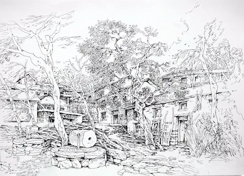 閻敏速寫山水畫作品欣賞