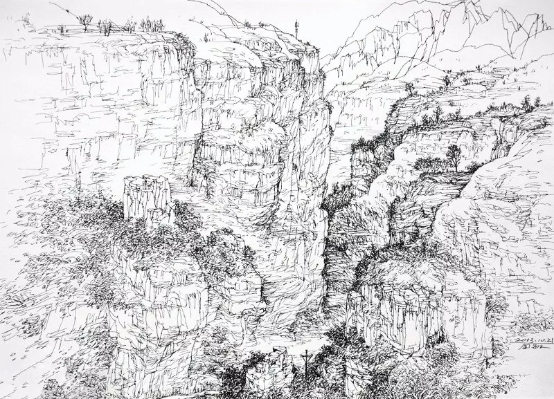 閻敏速寫山水畫作品欣賞