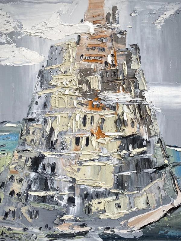 龐永杰油畫作品《通天塔》布面油畫