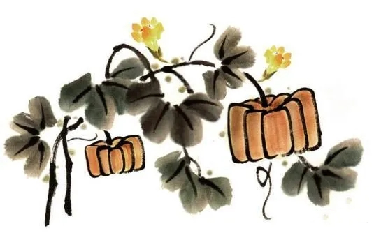 國(guó)畫(huà)南瓜的畫(huà)法4