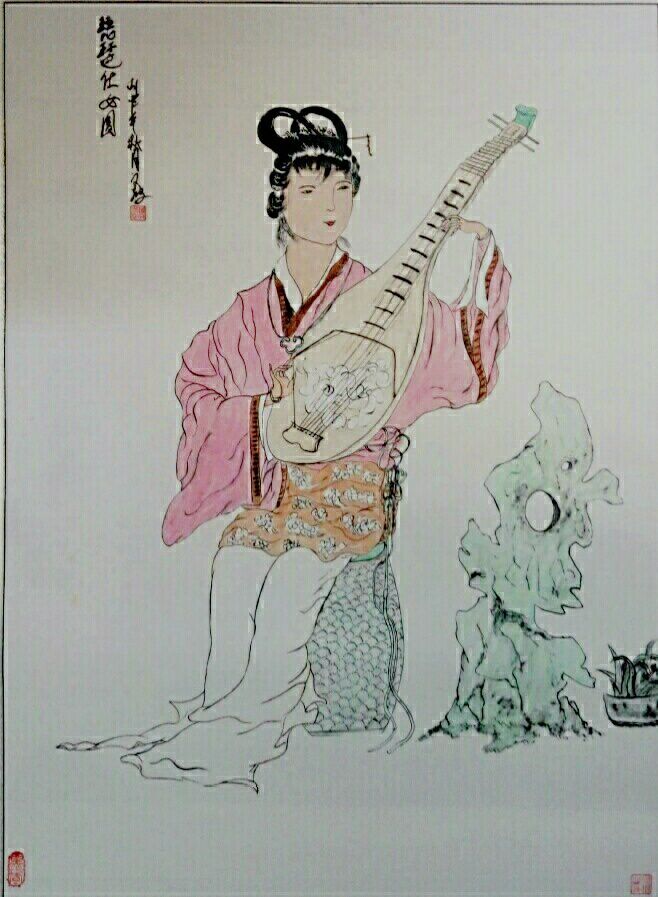 琵琶仕女圖